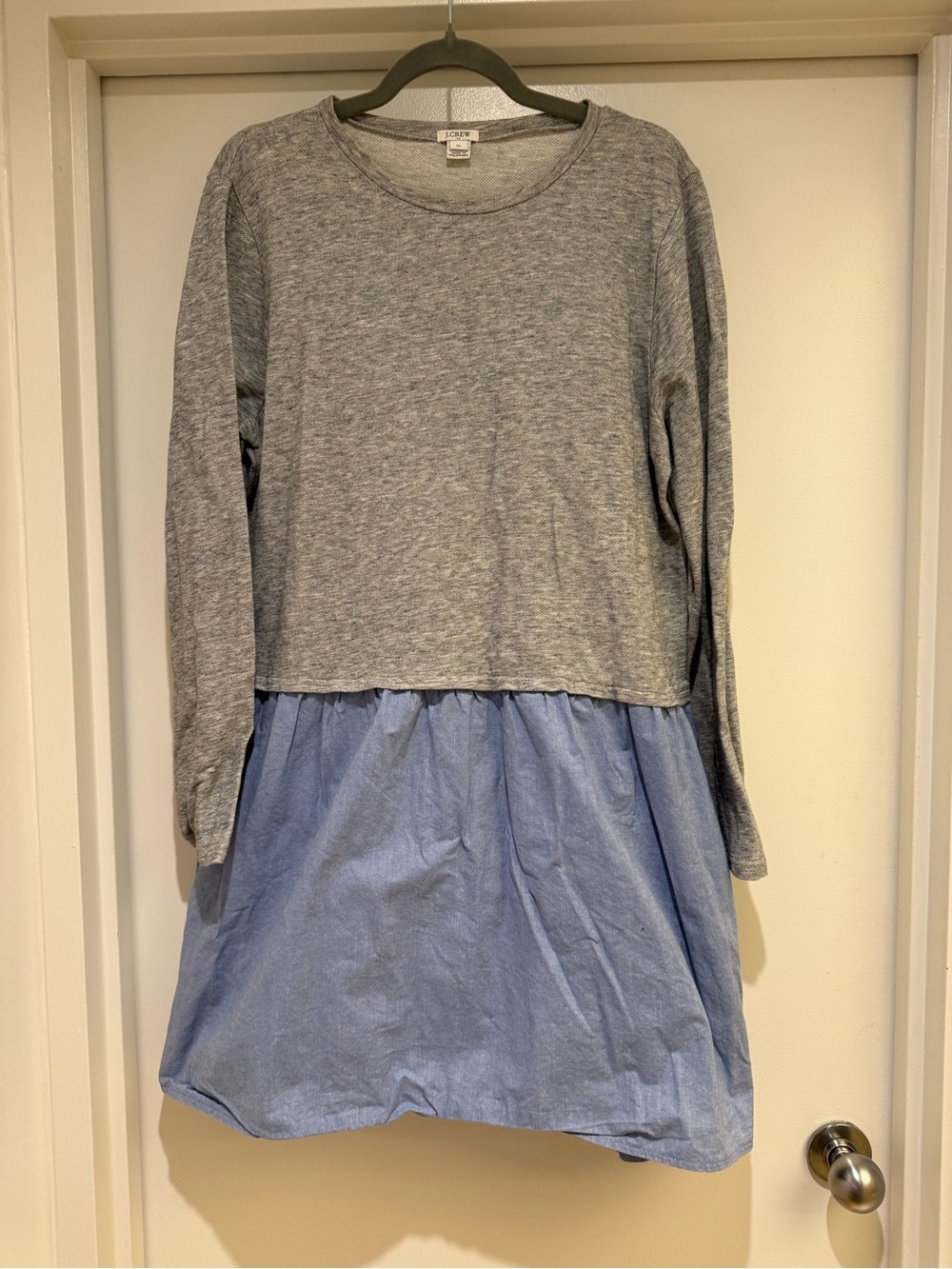 J. Crew Heather Gray & Blue Mixed Media Pullover Dress